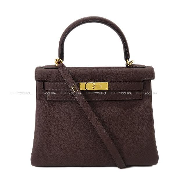 HERMES エルメス ハンドバッグ ケリー28 内縫い ショコラ トゴ ゴールド金具 新品
