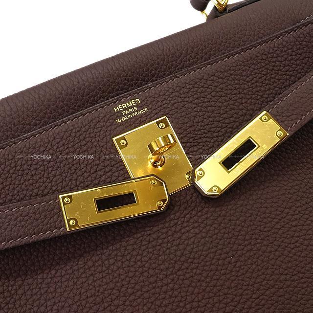 HERMES エルメス ハンドバッグ ケリー28 内縫い ショコラ トゴ ゴールド金具 新品