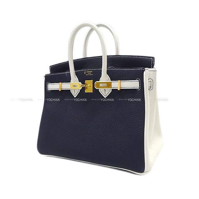 HERMES エルメス バーキン25 スペシャルオーダーブルーニュイ/白(ホワイト) トリヨン ゴールド金具 新品