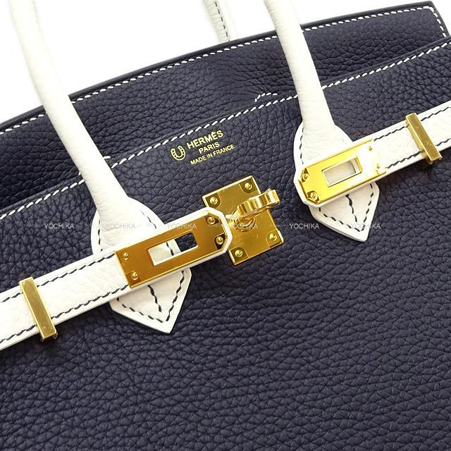HERMES エルメス バーキン25 スペシャルオーダーブルーニュイ/白(ホワイト) トリヨン ゴールド金具 新品