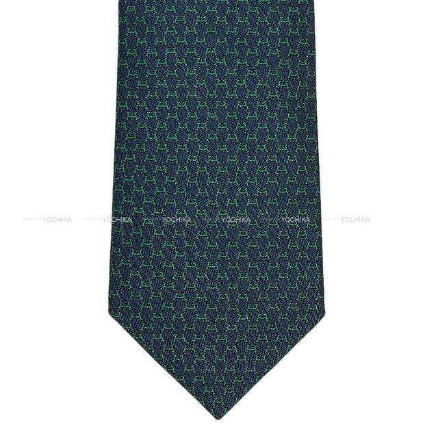 HERMES エルメス ネクタイ "HILARIO" マリンXシエル シルク100% 新品