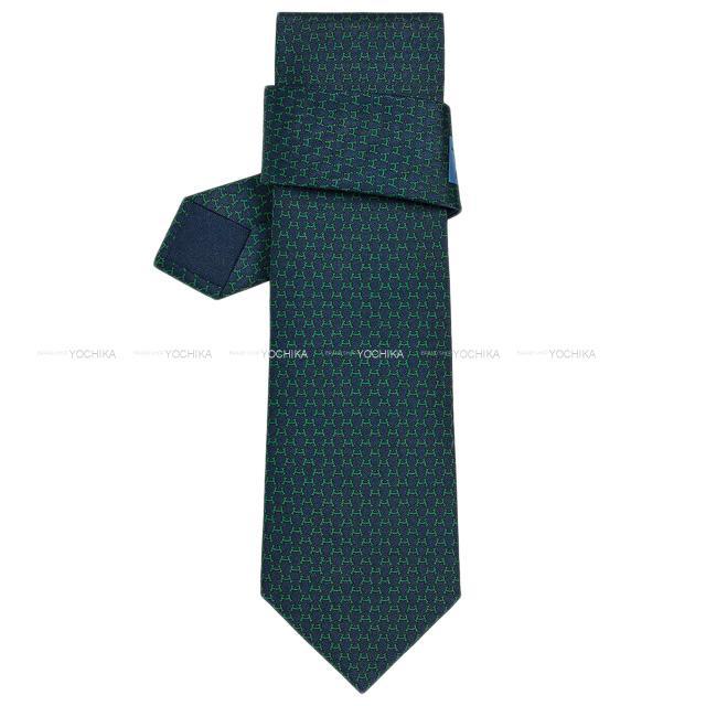 HERMES エルメス ネクタイ "HILARIO" マリンXシエル シルク100% 新品