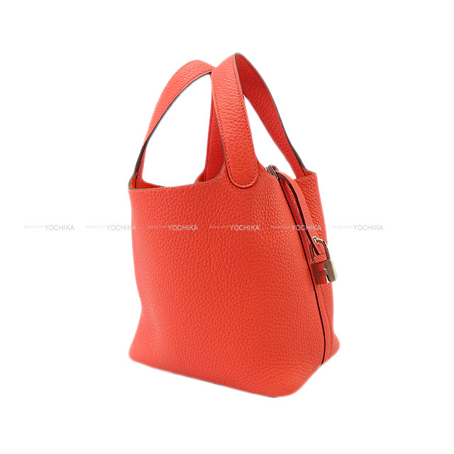 HERMES エルメス ハンドバッグ ピコタンロック 18 PM ローズテキサス トリヨン シルバー金具 新品