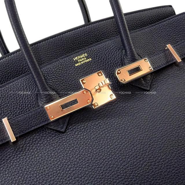 HERMES エルメス ハンドバッグ バーキン35 ブルーニュイ トゴ ローズ