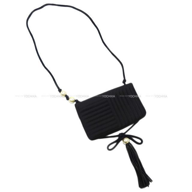 CHANEL シャネル フリンジ付き ショルダーバッグ 黒 サテン シルバー金具 新品未使用