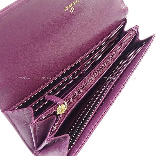 Chanel シャネル 長財布 ボーイシャネル マトラッセ フラップ パープル ラムスキン アンティークゴールド金具 A 新品同様 中古 Chanel シャネル 長財布 ボーイシャネル マトラッセ フラップ パープル ラムスキン アンティークゴールド金具 A 新品同様 中古