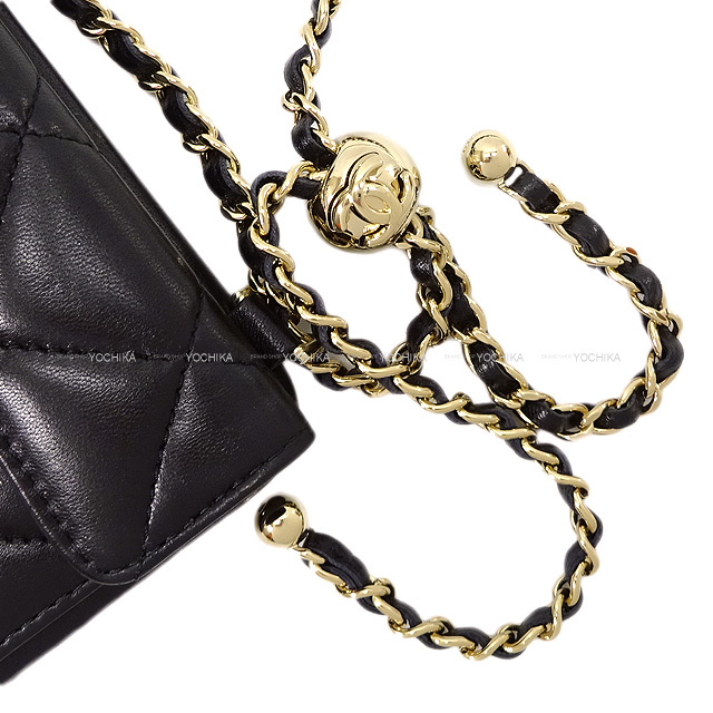 21年春夏 Chanel シャネル Iphoneケース マトラッセ カードケース付き ロングチェーン Iphone12 Pro スマホケース ラムスキン 新品