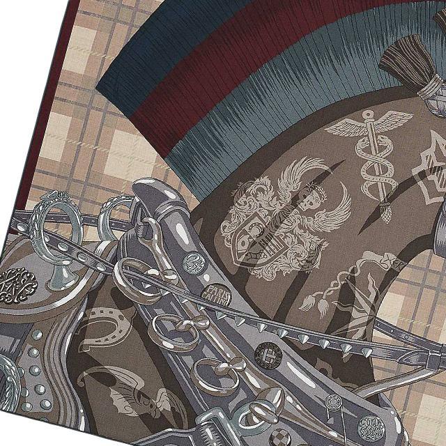 HERMES エルメス スカーフ ショール カレH100 "シュヴァル パンク" ナチュラル/カーキクレール/ボルドー 新品