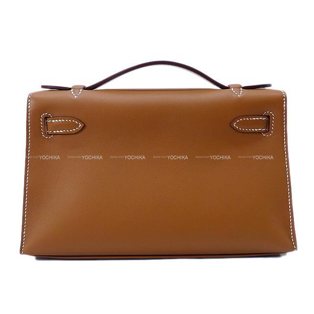 HERMES エルメス ハンドバッグ ポシェットケリー ゴールド スイフト シルバー金具 新品