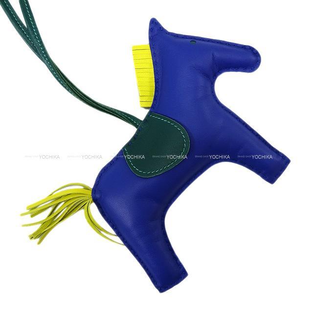HERMES エルメス バッグチャーム "ロデオ/RODEO" GM ブルーマルテ/ライム/マラカイト アニューミロ 新品未使用