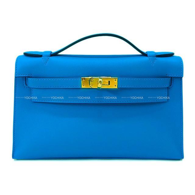 HERMES エルメス ハンドバッグ ポシェットケリー ブルーフリーダ