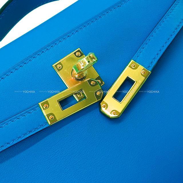 HERMES エルメス ハンドバッグ ポシェットケリー ブルーフリーダ スイフト ゴールド金具 新品