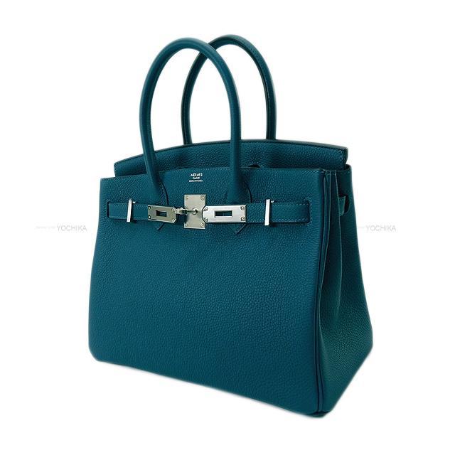HERMES エルメス ハンドバッグ バーキン30 ヴェルソ ヴェールボスフォール/ブルーオーシャン トゴ シルバー金具 新品
