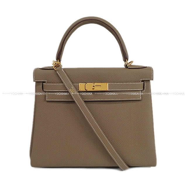 HERMES エルメス ハンドバッグ ケリー28 内縫い エトープ(エトゥープ) トゴ ゴールド金具 新品未使用