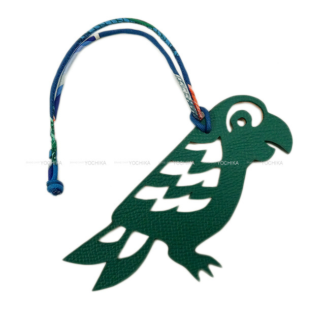 HERMES エルメス プティアッシュ バッグチャーム "パオン オウム" マラカイトXブリック エプソンXトゴ 新品