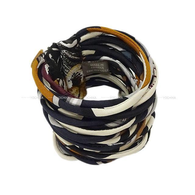 HERMES エルメス プティアッシュ ボタン付き ブレスレット 黒/白 シルク100％ 新品