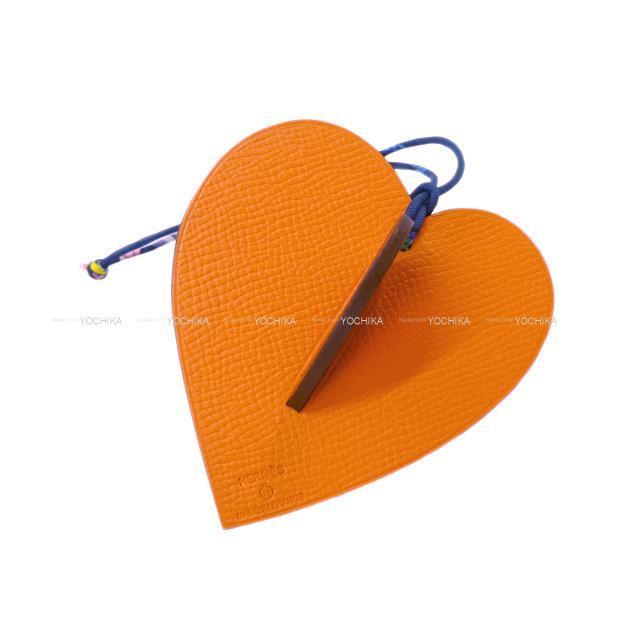 HERMES エルメス バッグチャーム プティアッシュ チャーム "W ハート" トープ/マンゴー エプソン/トゴ 新品