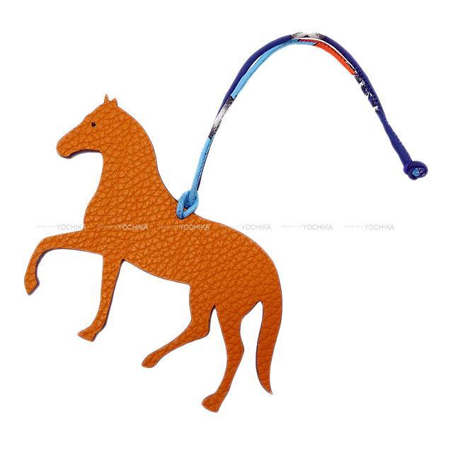 HERMES エルメス バッグチャーム プティアッシュ "馬 シュヴァル" オレンジ/ブルーザンジバル トゴ/エプソン 新品