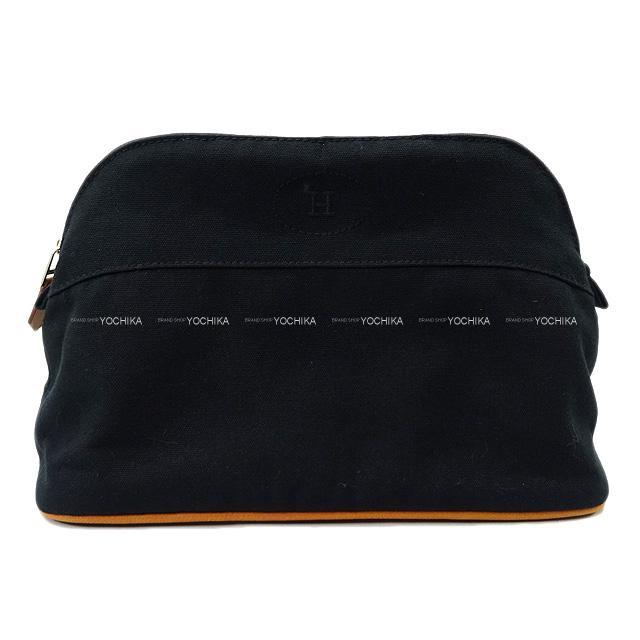 HERMES エルメス ボリードポーチMM 黒(ブラック) コットン シルバー金具 新品同様【中古】 HERMES エルメス ボリードポーチMM 黒(ブラック) コットン シルバー金具 新品同様【中古】