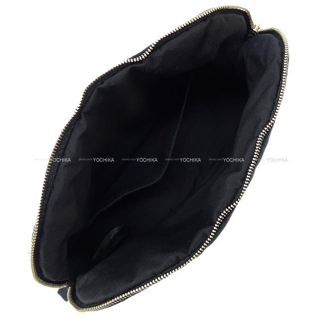 HERMES エルメス ボリードポーチMM 黒(ブラック) コットン シルバー金具 新品同様【中古】 HERMES エルメス ボリードポーチMM 黒(ブラック) コットン シルバー金具 新品同様【中古】