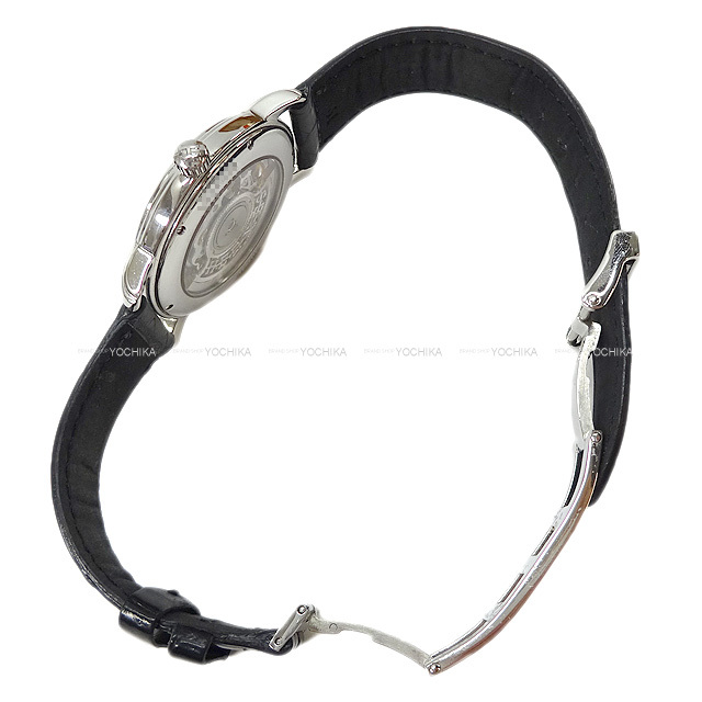 Hermes エルメス メンズ 自動巻き腕時計 セザム スケルトン Sm1 710 2 黒 ブラック シルバー ステンレススチール シルバー金具 Saランク 中古