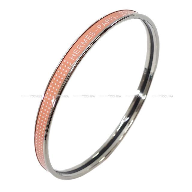 HERMES エルメス ソルド品 エナメル ブレスレット バングル "ドット ポップ" ローズ シルバー金具 新品未使用
