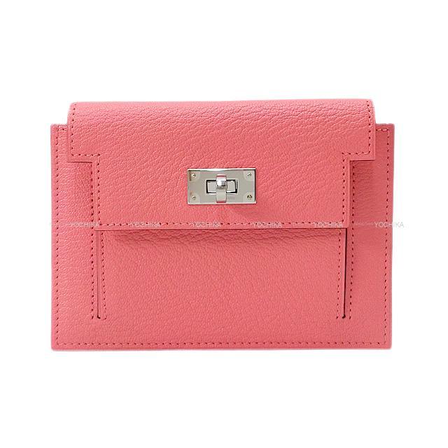 HERMES エルメス コンパクト 財布 "ケリーポケット" ローズエテ(ローズデテ) シェーブル シルバー金具 新品