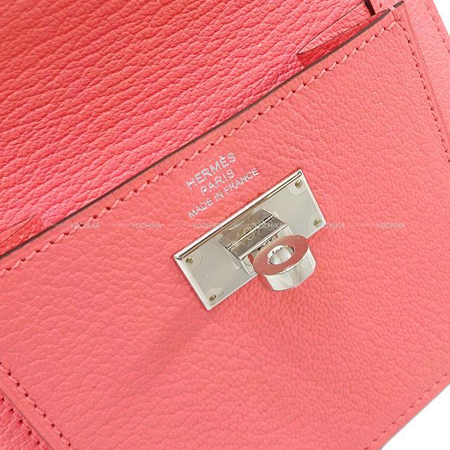 HERMES エルメス コンパクト 財布 "ケリーポケット" ローズエテ(ローズデテ) シェーブル シルバー金具 新品