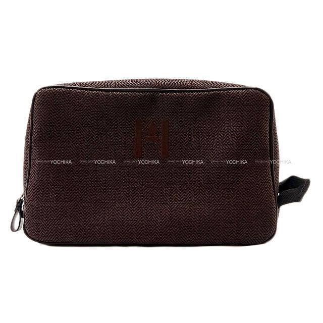 HERMES エルメス ポーチ  "グローブトロッター MM" ブラウン トワルグランシェブロン 新品未使用