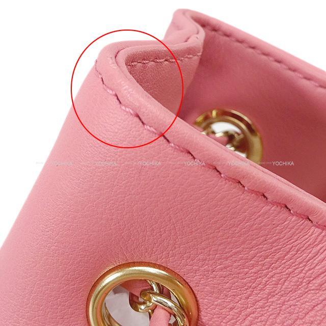 シャネル ラムスキン マトラッセ ショルダー バッグ 巾着 ココマーク ピンク CHANEL シャネル マトラッセ 巾着ショルダーバッグ ゴールド金具