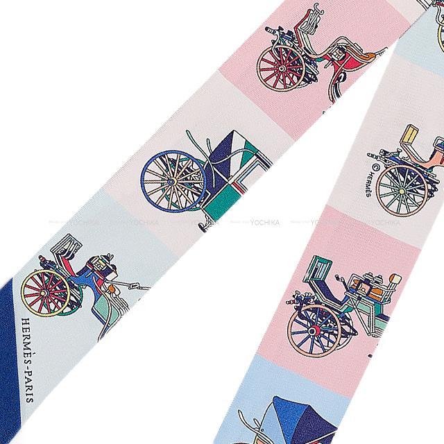 2021年 春夏 新作 HERMES エルメス ツイリー スカーフ "Voitures Exquises" ブルー/ローズ 新品