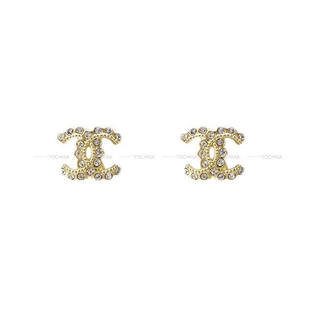 CHANEL シャネル ラインストーン ミニココマーク ブリリアント フリル ピアス ゴールド AB3708 新品