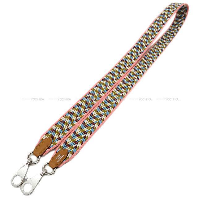 エルメス  "バンドリエール サングル ジグザグ 25mm" ストラップ 85cm ローズエテ/白 トワル 新品未使用