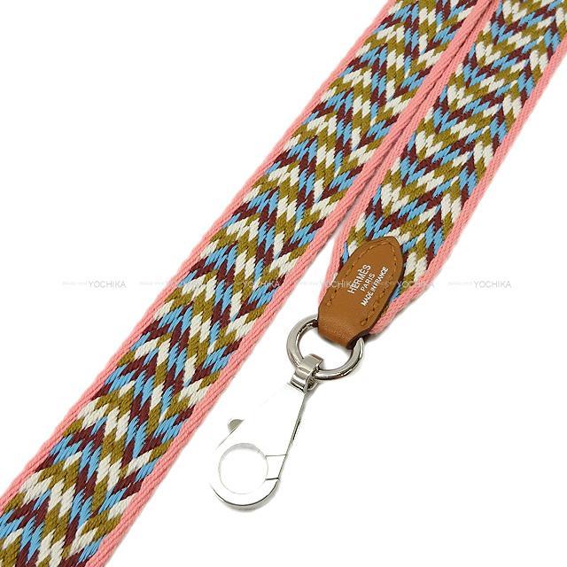 エルメス  "バンドリエール サングル ジグザグ 25mm" ストラップ 85cm ローズエテ/白 トワル 新品未使用