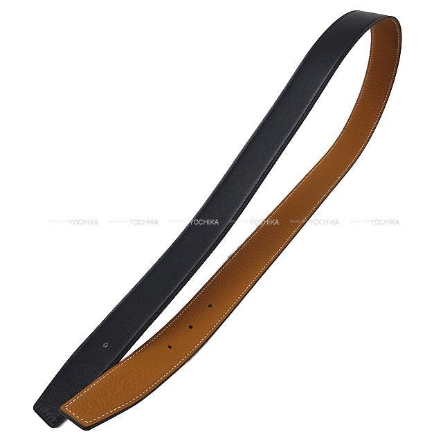 エルメス コンスタンス ベルト 黒×茶×シルバー金具 リバーシブル 85  