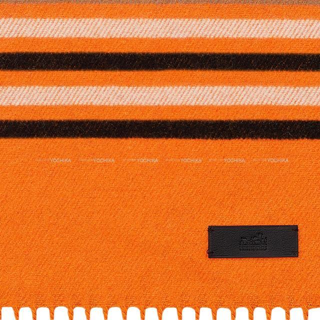 HERMES エルメス マフラー "NEOROCABAR" オレンジ/黒(ブラック) カシミヤ100% 新品