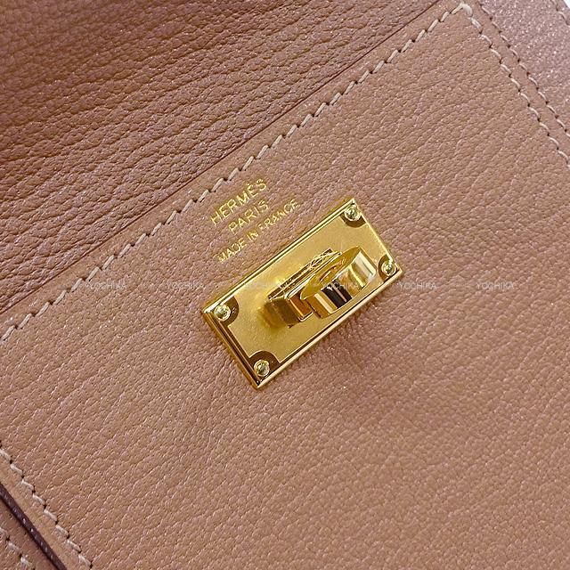 HERMES エルメス コンパクト 財布 "ケリーポケット" エトープ(エトゥープ) エプソン ゴールド金具 新品