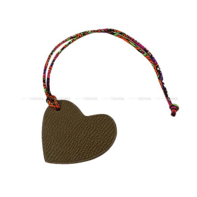 HERMES エルメス プティアッシュ バッグチャーム "ミニ クー" ハート ヴェールオリーブ/ルージュカザック 新品