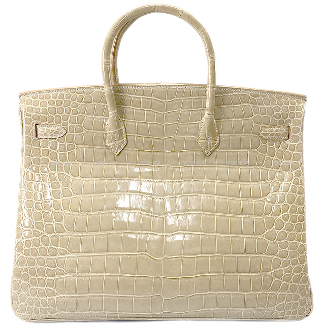 HERMES エルメス バーキン40 ベージュロゼ クロコダイルポロサス