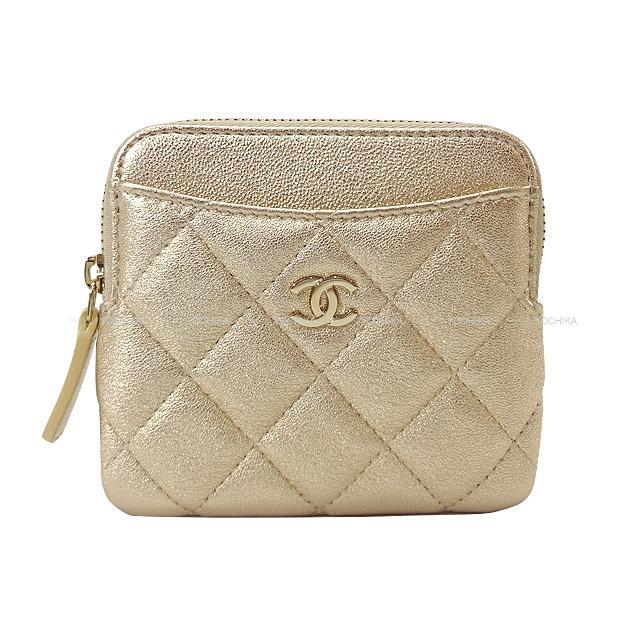 CHANEL シャネル マトラッセ  コイン カードケース メタリックゴールド ラムスキン AP2061 新品