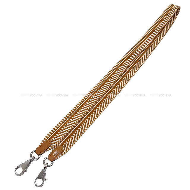 HERMES エルメス ショルダーストラップ "バンドリエール サングル カヴァル 25mm" 105cm エクリュX白(ホワイト)Xゴールド