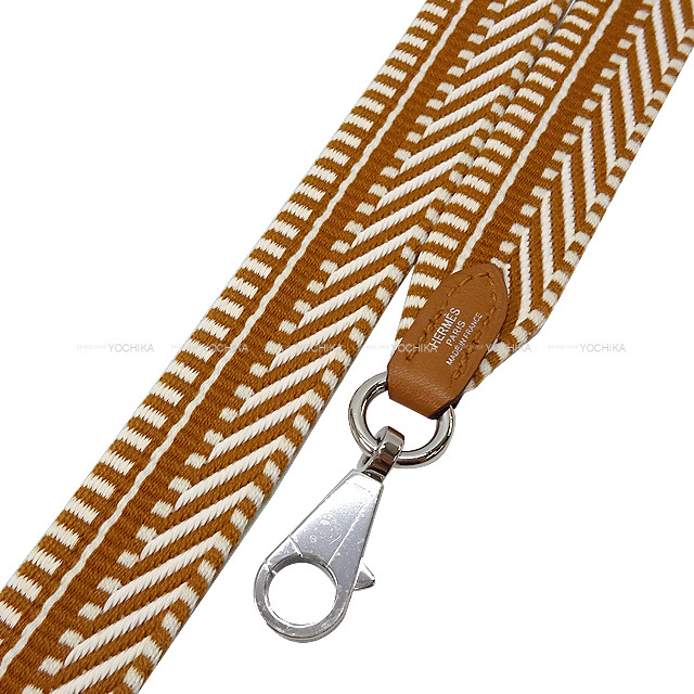 HERMES エルメス ショルダーストラップ "バンドリエール サングル カヴァル 25mm" 105cm エクリュX白(ホワイト)Xゴールド
