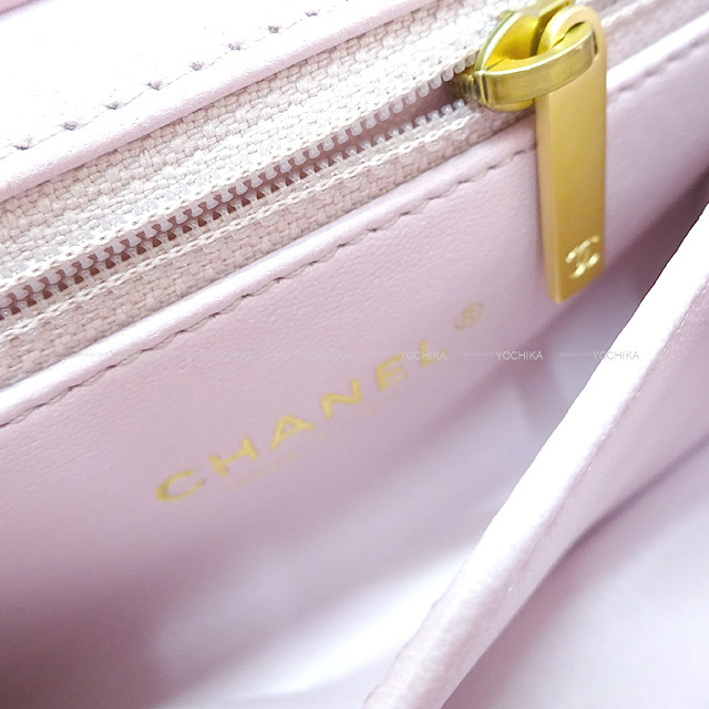 21年 春夏 Chanel シャネル ショルダーバッグ マトラッセ 2way トップ ハンドル ミニ チェーン ピンク ラムスキン アンティークゴールド金具 As2477 新品