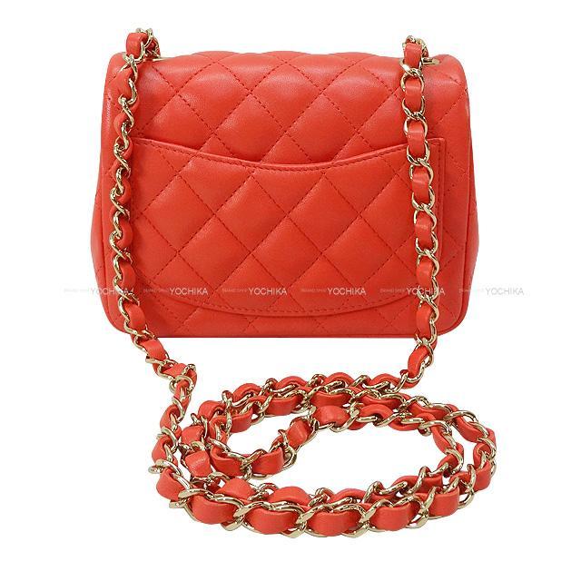 CHANEL シャネル ミニ マトラッセ チェーン ショルダーバッグ ポピーレッド ラムスキン ゴールド金具 A35200 新品
