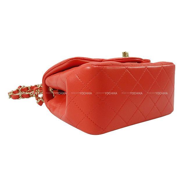 CHANEL シャネル ミニ マトラッセ チェーン ショルダーバッグ ポピーレッド ラムスキン ゴールド金具 A35200 新品