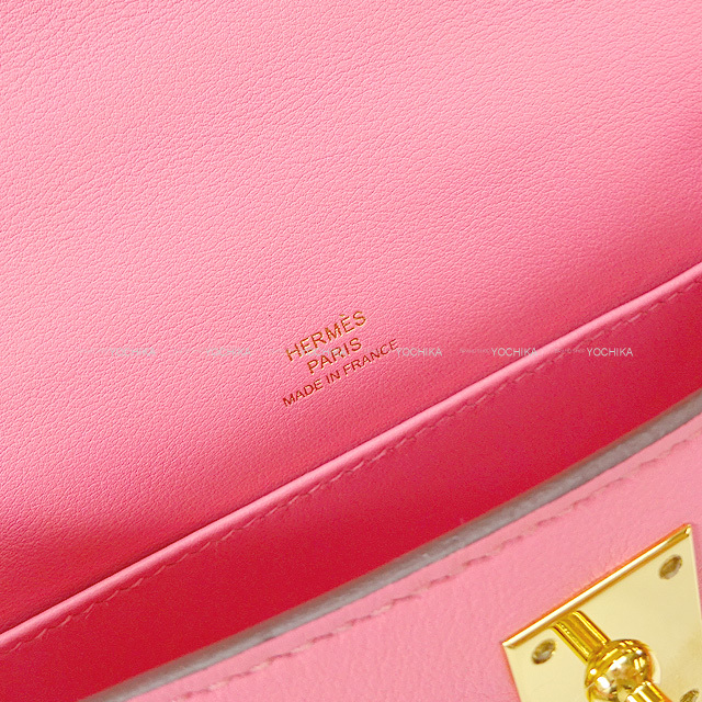 HERMES エルメス ハンドバッグ ポシェットケリー ローズアザレ