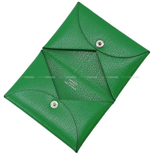 HERMES エルメス カードケース Calvi(カルヴィ) ムタード(マスタード) シェーブル シルバー金具 新品未使用