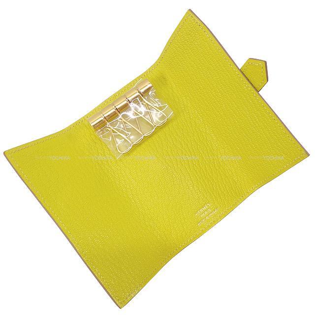 エルメス ベアンキーケース シェーブル ライム/G金具 HERMES エルメス ベアン 4連 キーケース ライム シェーブル