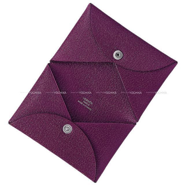 HERMES エルメス カードケース Calvi(カルヴィ) アネモネ シェーブルチャムキラ シルバー金具 新品