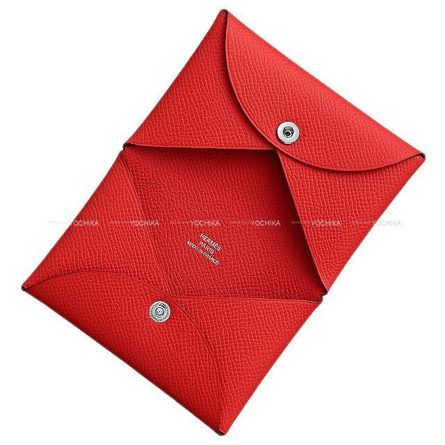 HERMES エルメス カードケース Calvi(カルヴィ) ルージュドクー エプソン シルバー金具 新品未使用